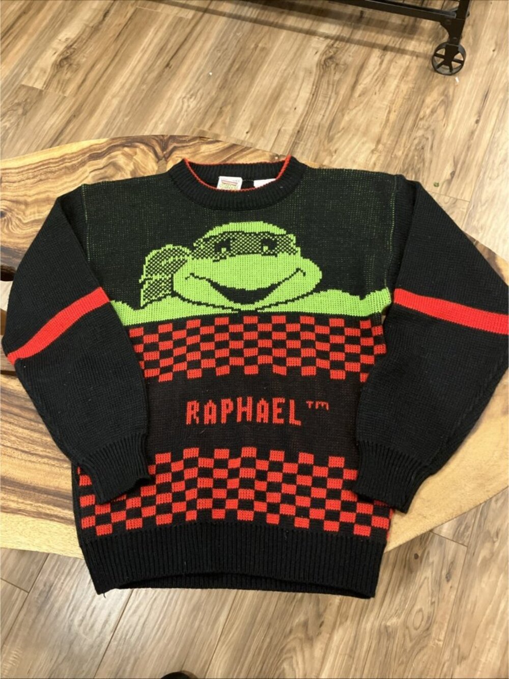 1991 Teenage Mutant Ninja Turtles Knitted Raphael Sweater Youth Small